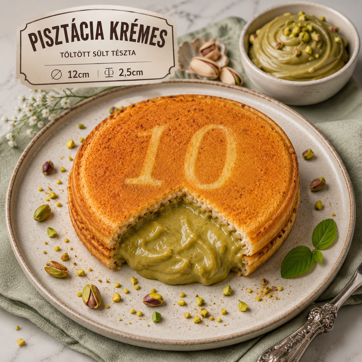 Pisztácia krémes tallér